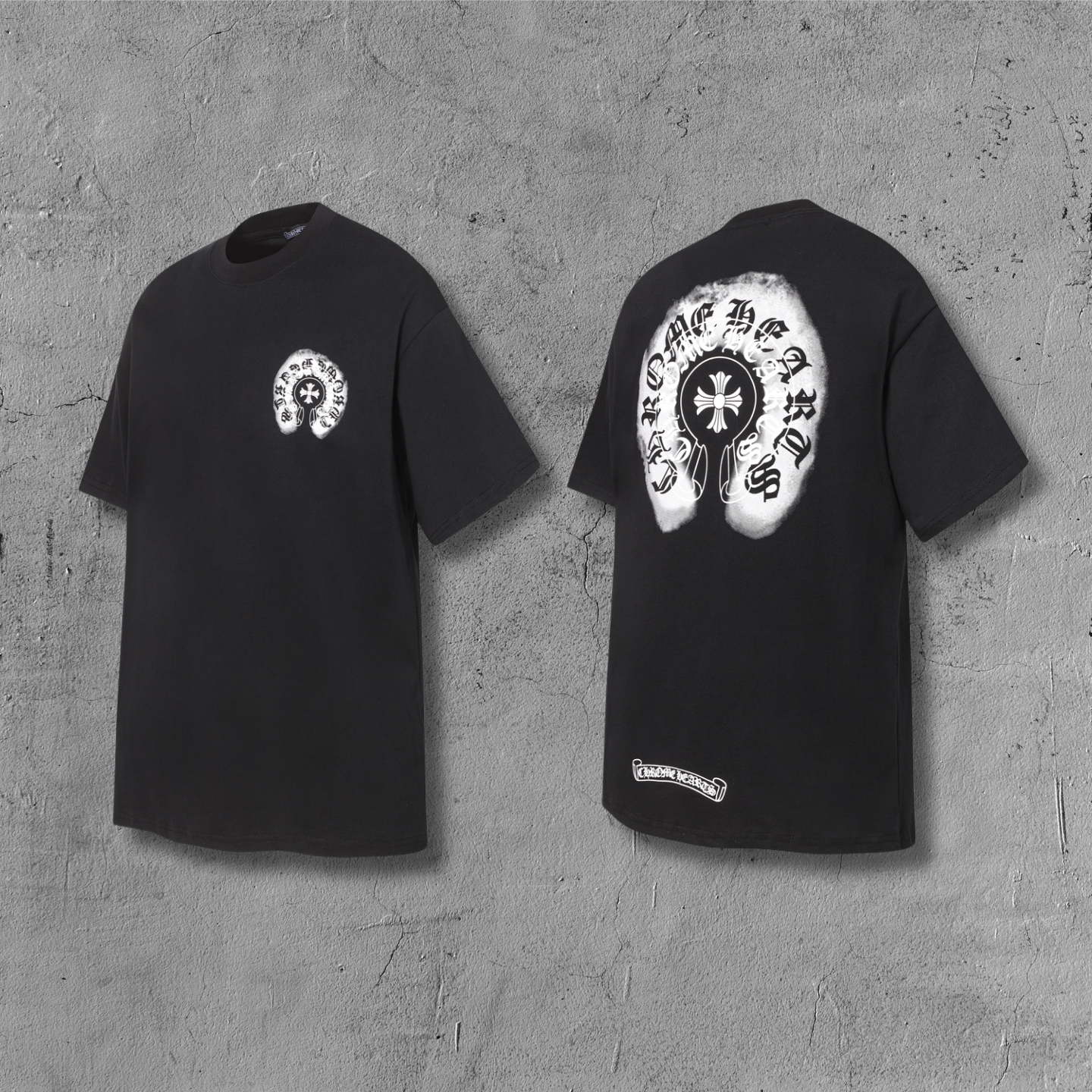 Faded Horseshoe Logo Black T-Shirt™