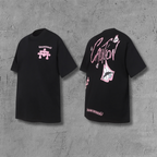 Pink Caution Graphic Black T-Shirt™