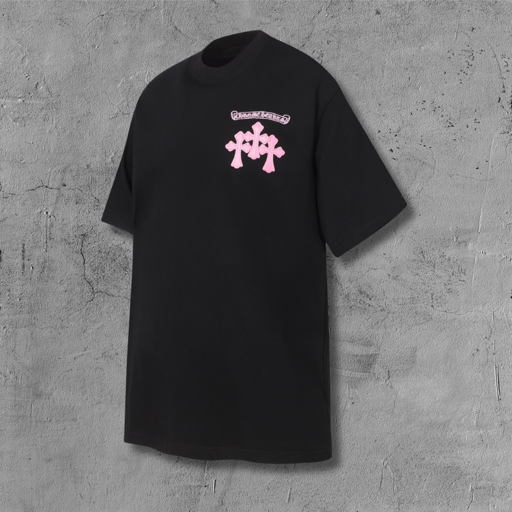 Pink Caution Graphic Black T-Shirt™
