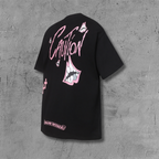 Pink Caution Graphic Black T-Shirt™