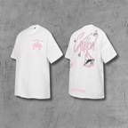 Pink Caution Graphic White T-Shirt™