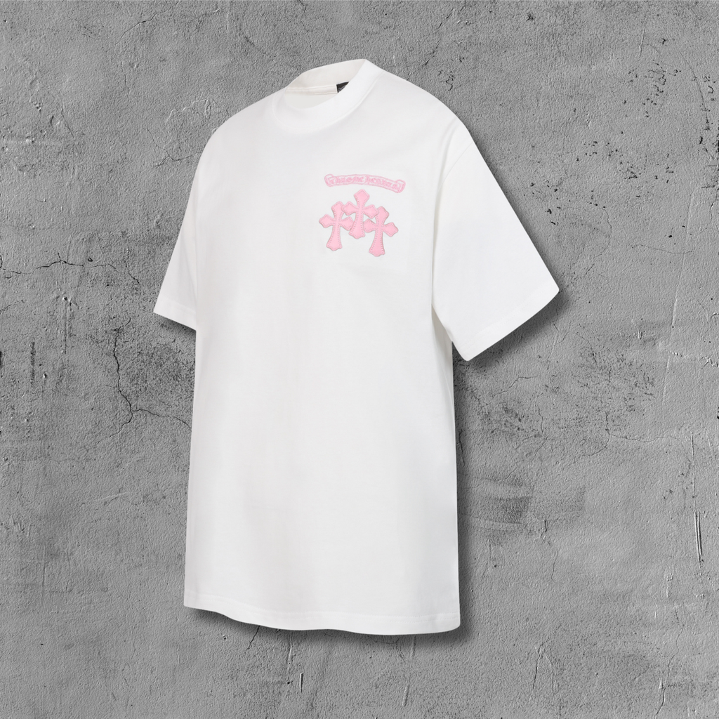 Pink Caution Graphic White T-Shirt™