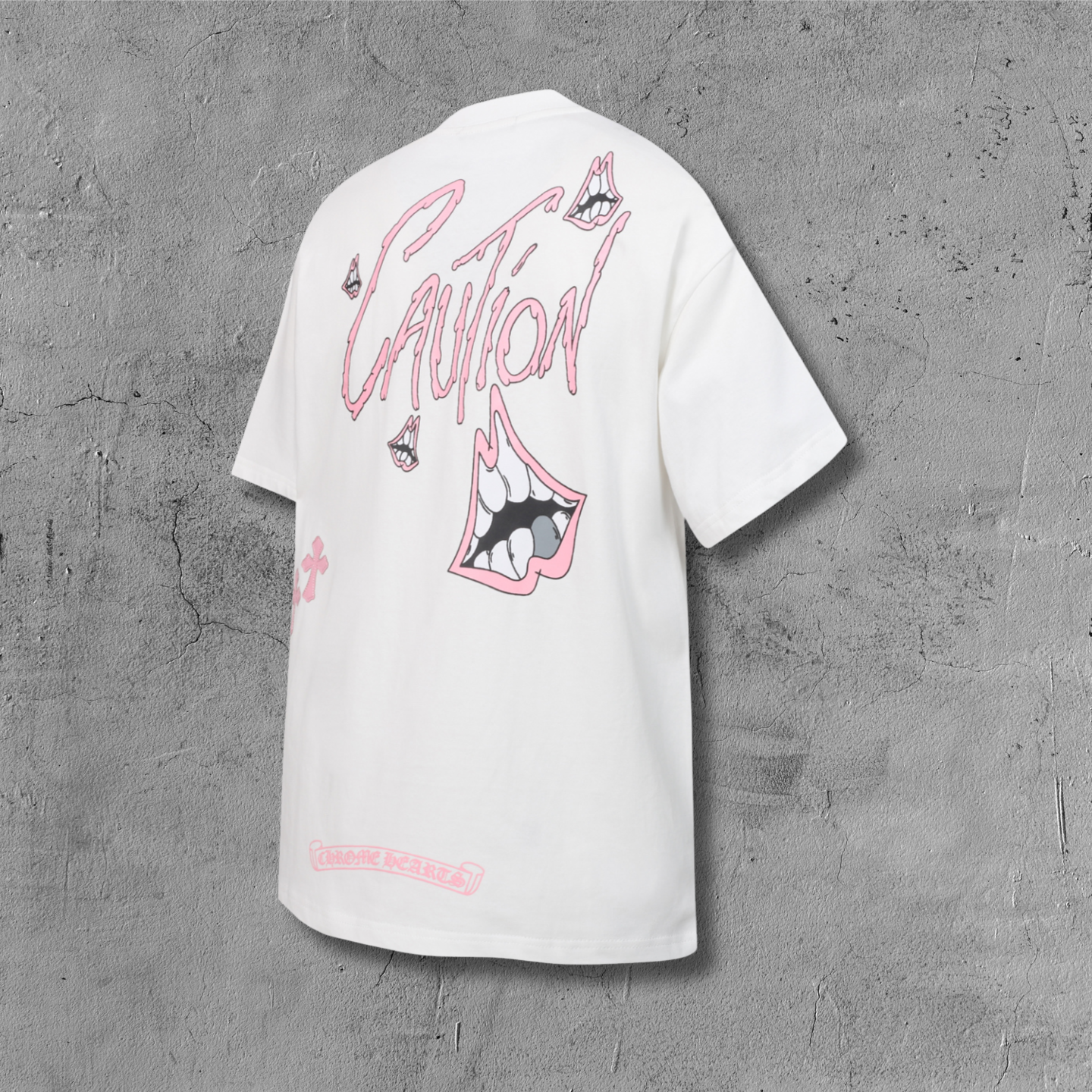 Pink Caution Graphic White T-Shirt™