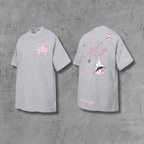 Pink Caution Graphic Grey T-Shirt™