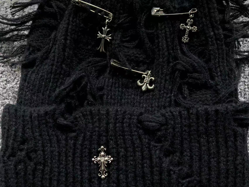 Safety Pin Torn Knit Beanie™