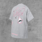 Pink Caution Graphic Grey T-Shirt™