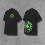 Neon Green Horseshoe Logo Black T-Shirt™