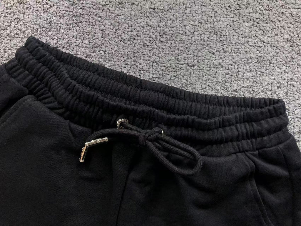 Torn Fabric Cross Black Sweatshorts™
