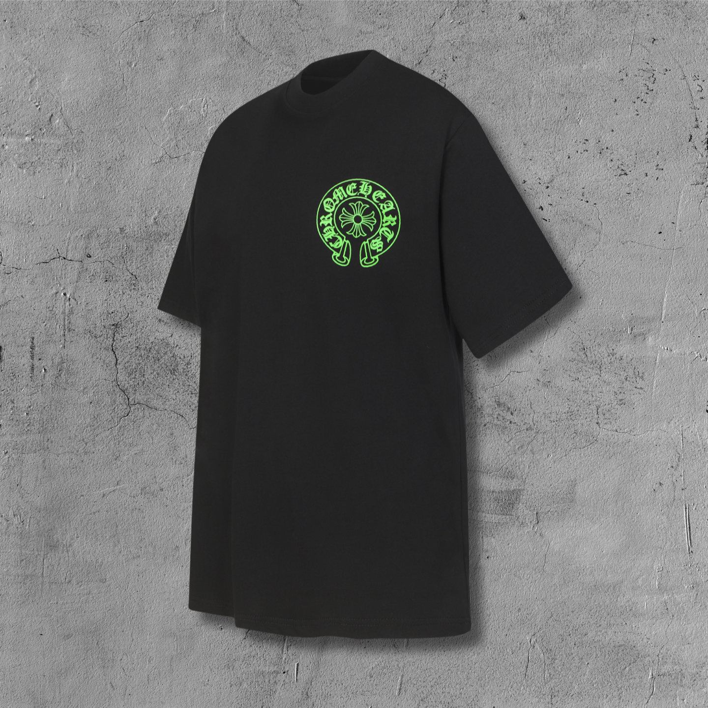 Neon Green Horseshoe Logo Black T-Shirt™