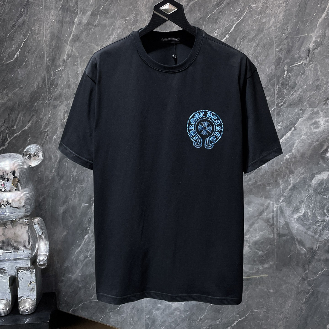Blue Horse Shoe Logo Black T-Shirt™