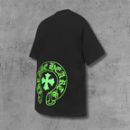 Neon Green Horseshoe Logo Black T-Shirt™