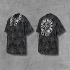Cross Monogram White Horseshoe Collar Black T-Shirt™