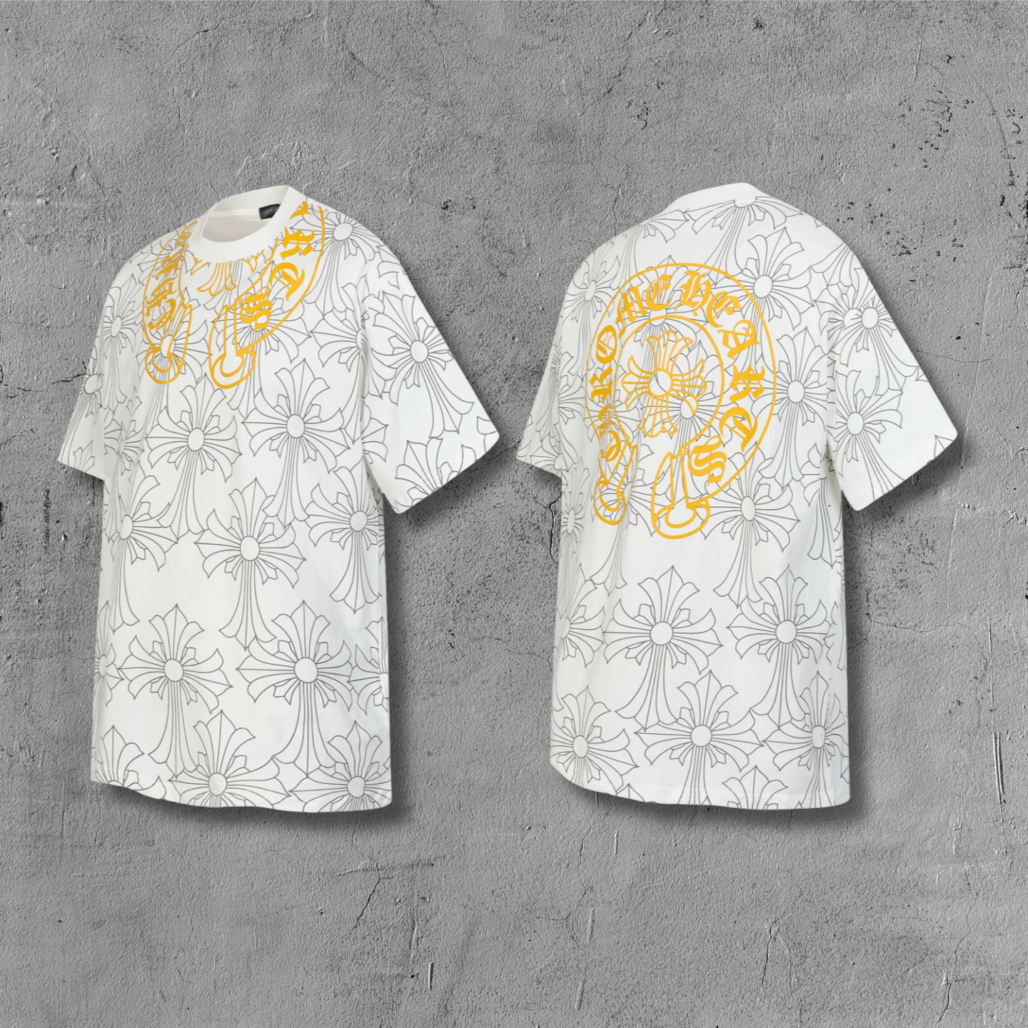 Cross Monogram Yellow Horseshoe Collar White T-Shirt™