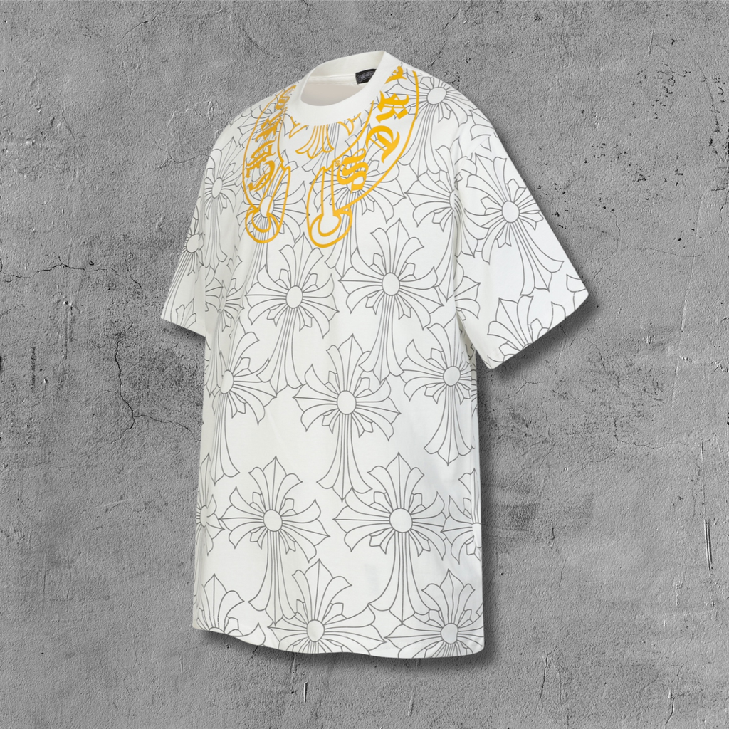 Cross Monogram Yellow Horseshoe Collar White T-Shirt™