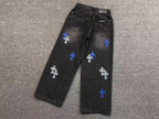 Blue Cross Patch Black Baggy Jeans™