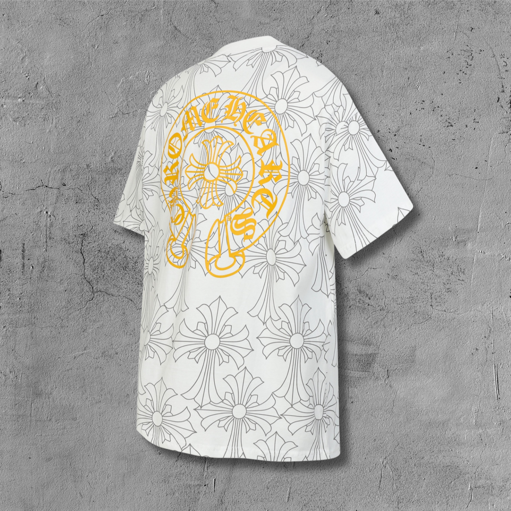 Cross Monogram Yellow Horseshoe Collar White T-Shirt™
