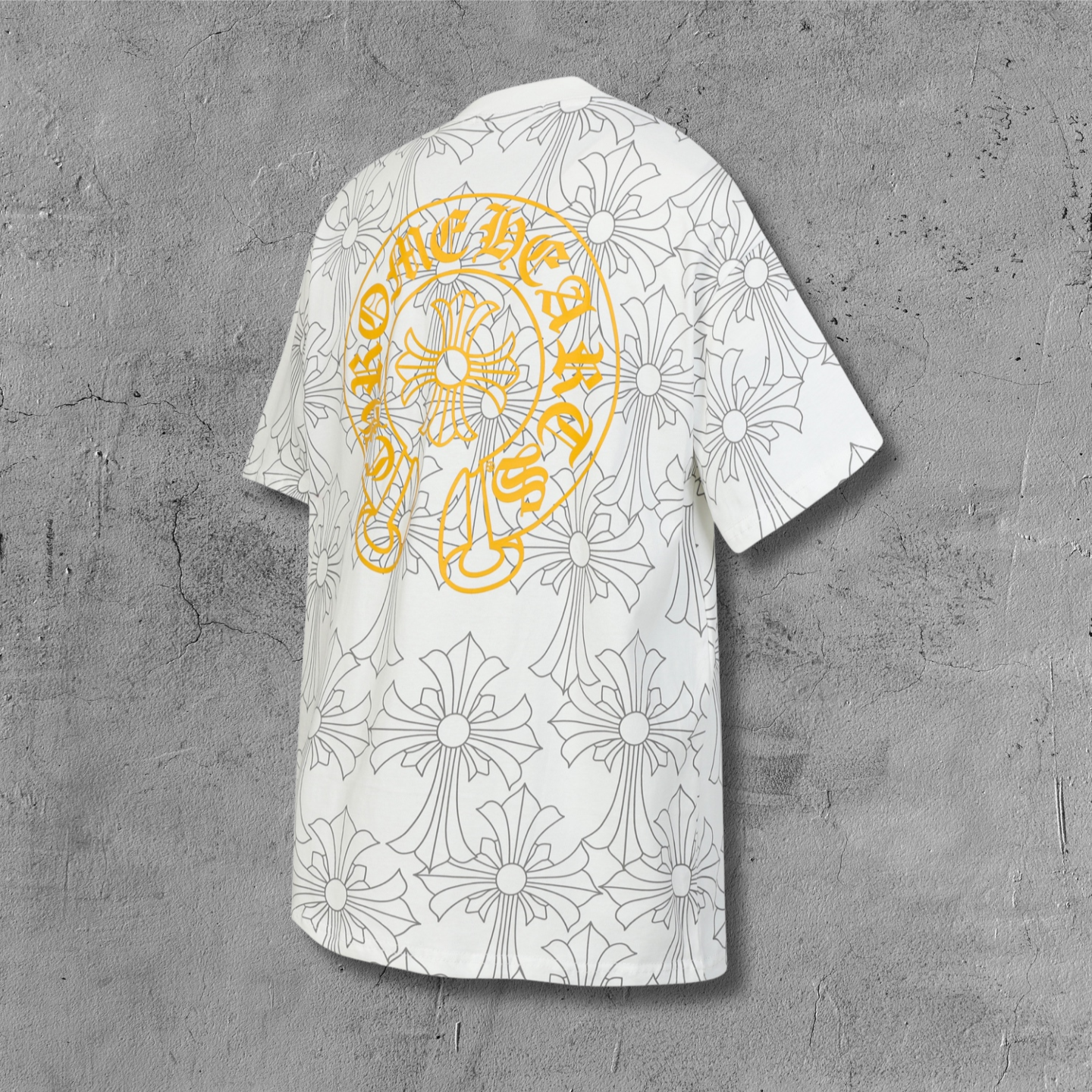 Cross Monogram Yellow Horseshoe Collar White T-Shirt™