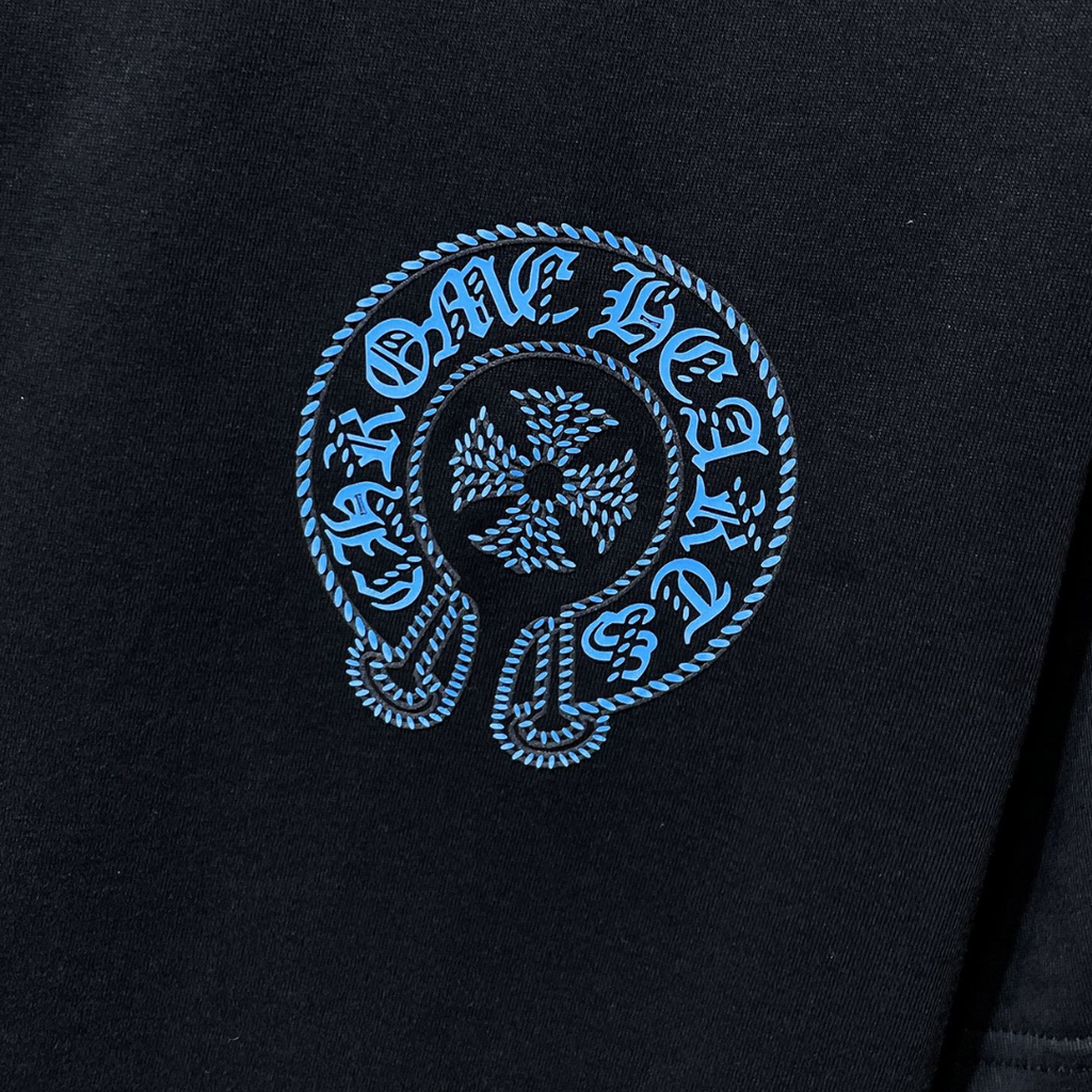 Blue Horse Shoe Logo Black T-Shirt™
