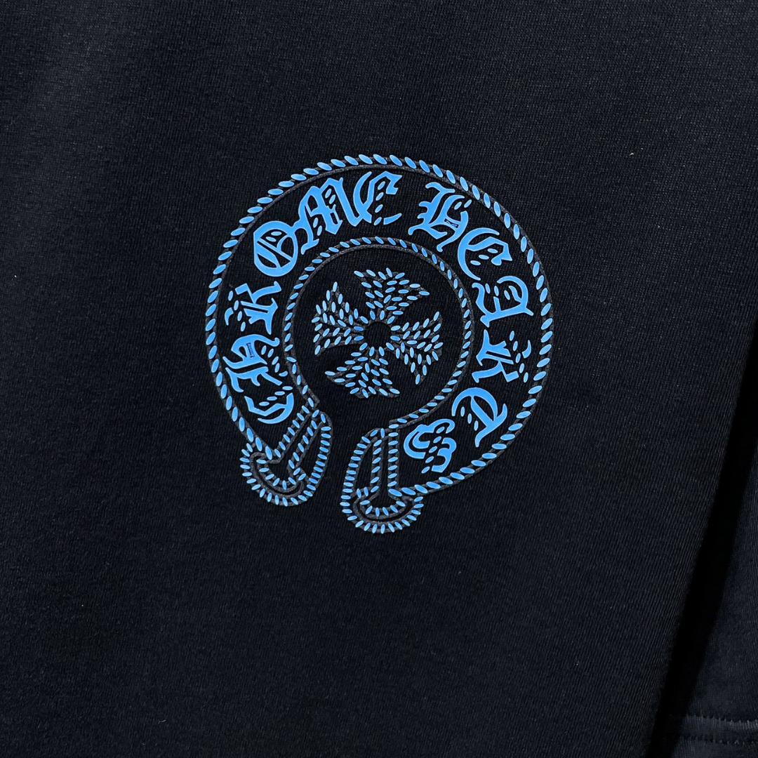 Blue Horse Shoe Logo Black T-Shirt™