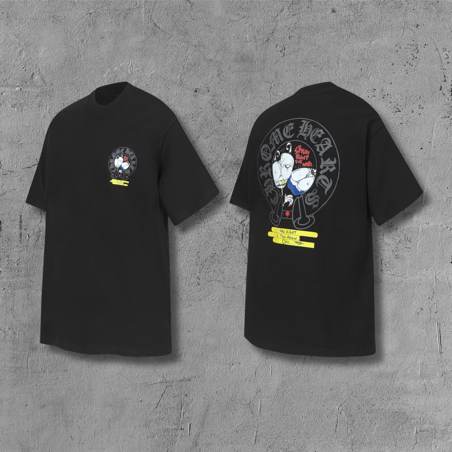 Neon Spray Paint Character Black T-Shirt™