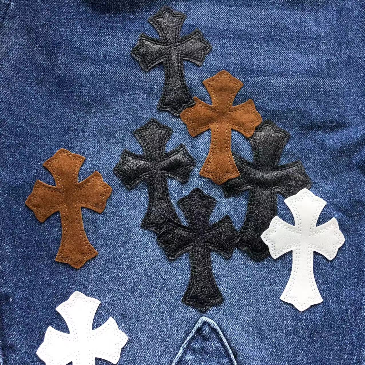 Brown Black & White Cross Patch Blue Denim Jeans™
