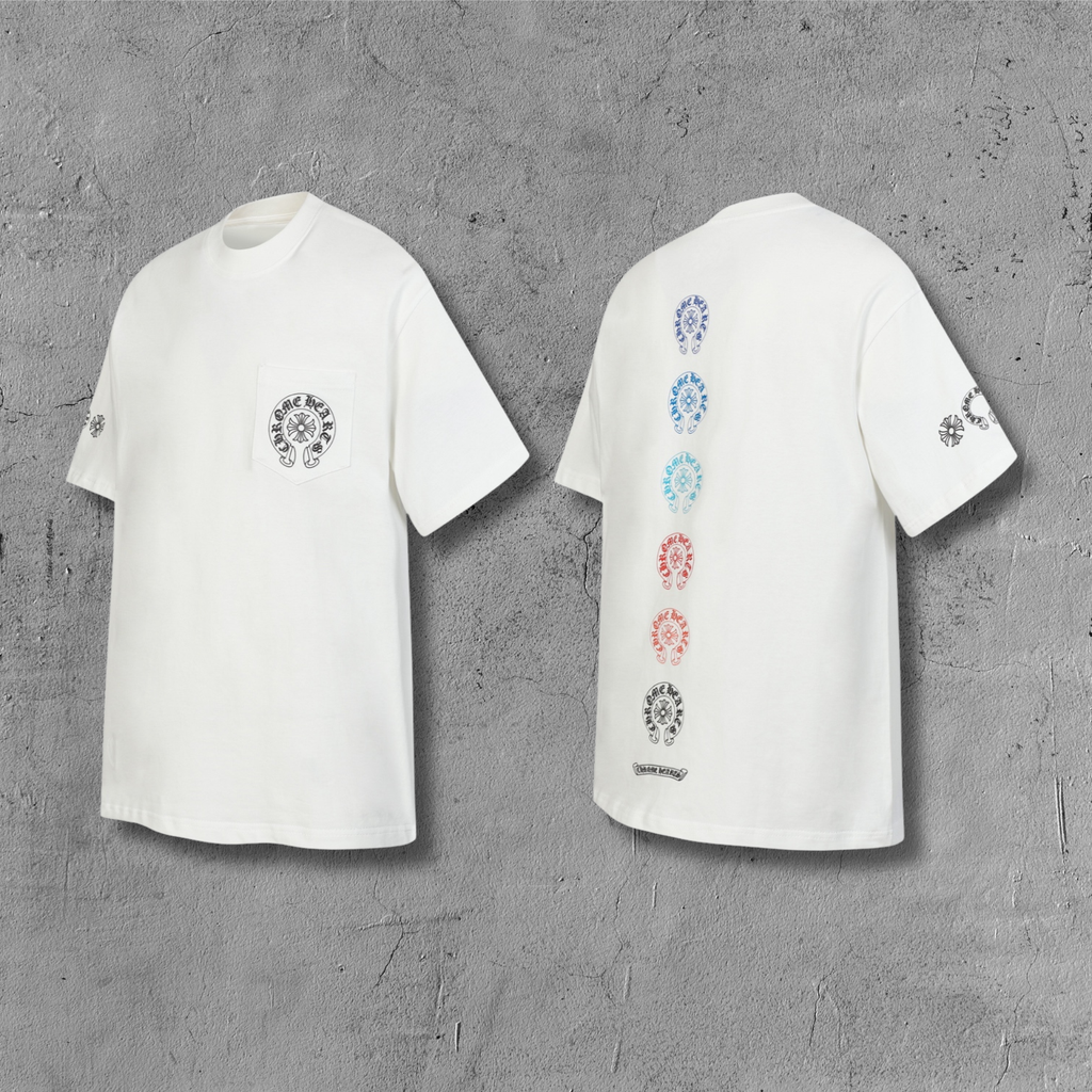 Vertical Multicolor Horseshoe White T-Shirt™