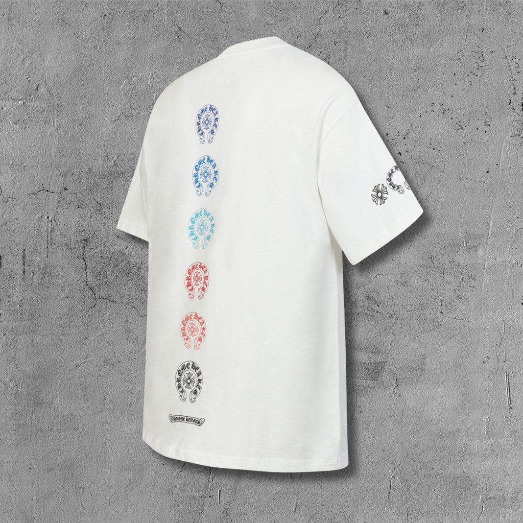 Vertical Multicolor Horseshoe White T-Shirt™