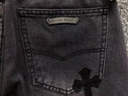 Black Cross Patch Dark Grey Denim Jeans™