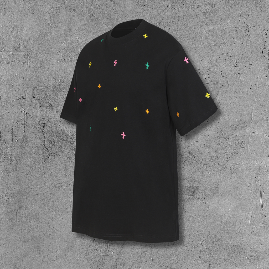 Multicolor Mini Cross Scatter Black T-Shirt™