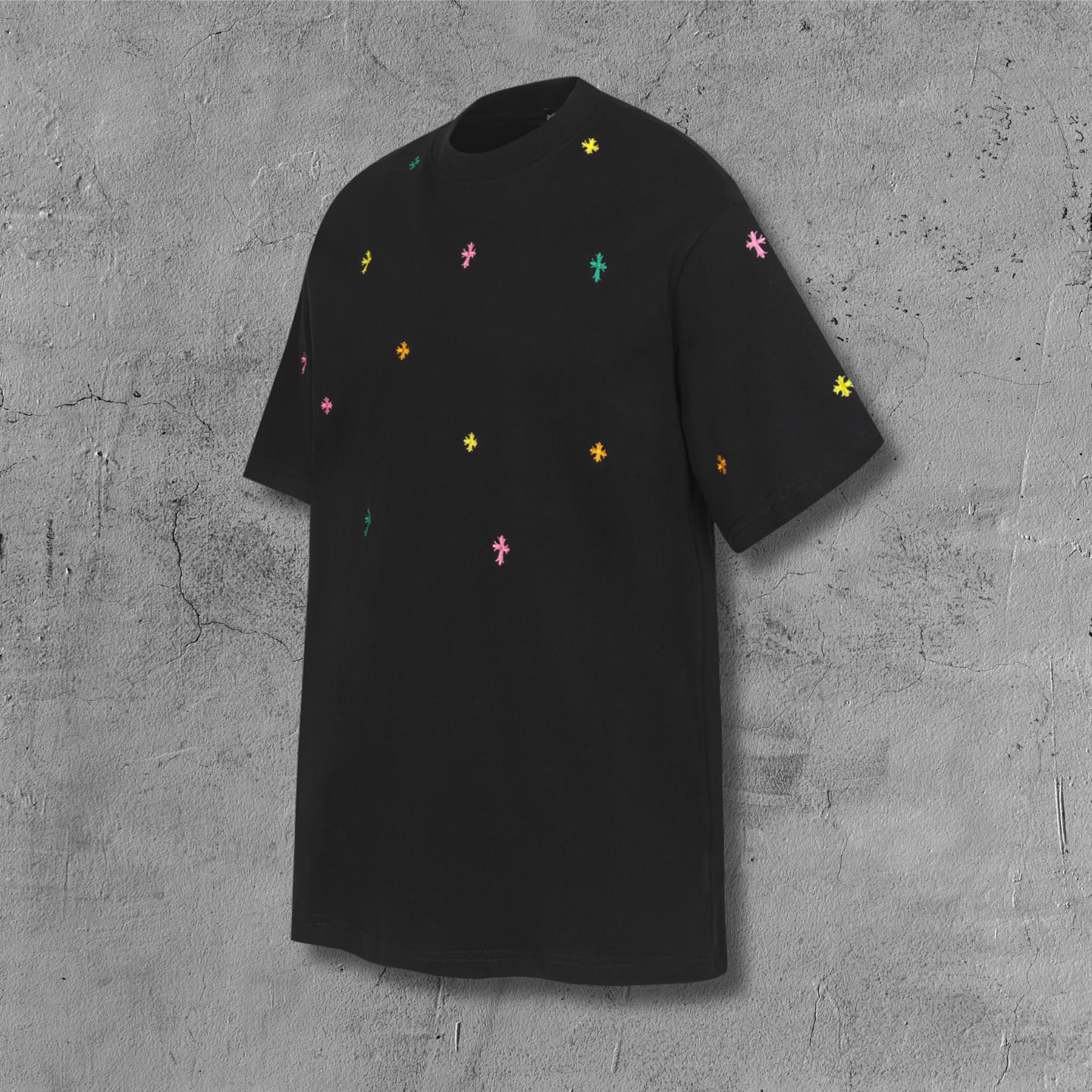 Multicolor Mini Cross Scatter Black T-Shirt™