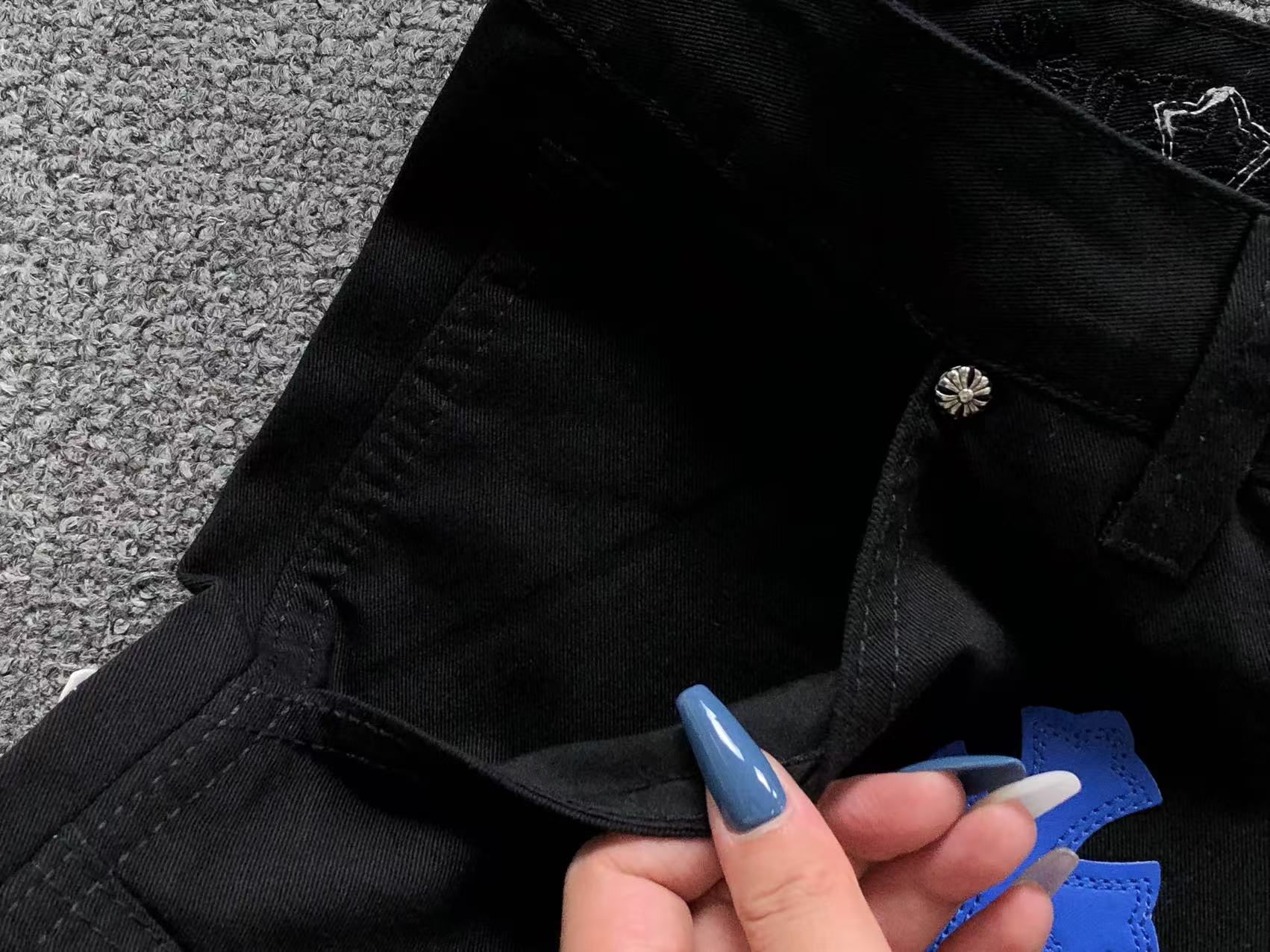 White & Blue Cross Patch Black Carpenter Pants™