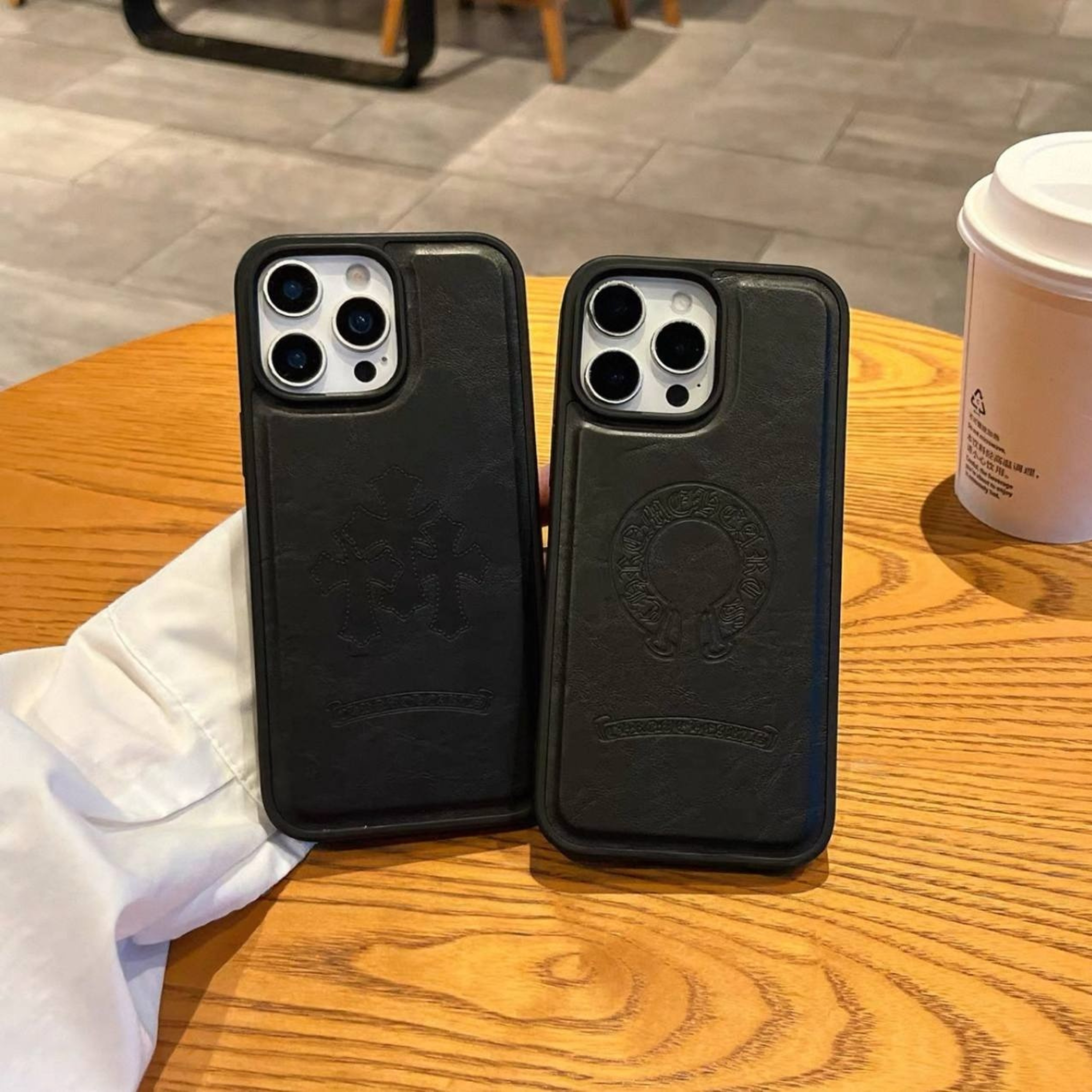 Engraved Gothic Symbol Black Leather Case™
