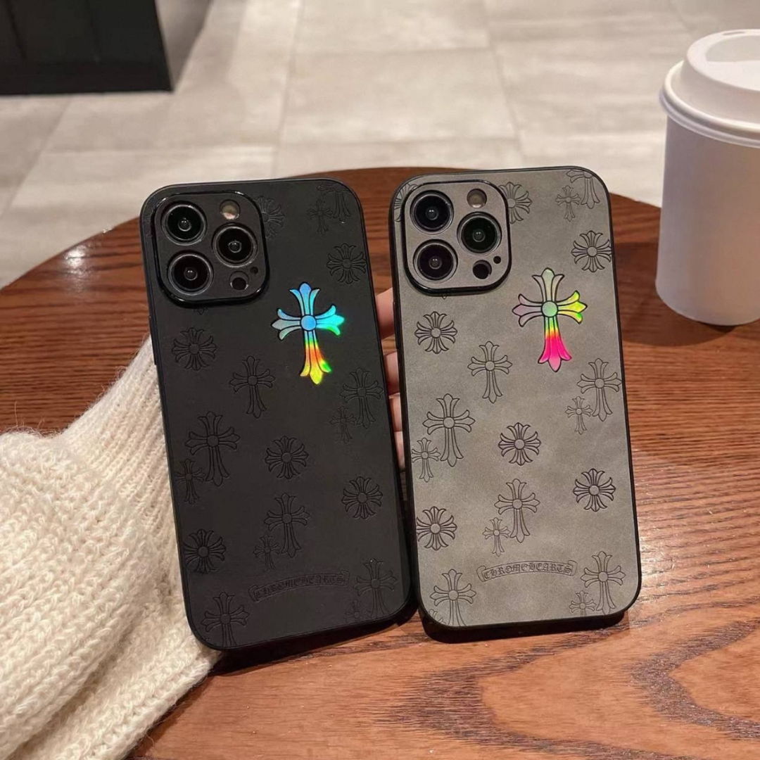 Iridescent Cross Symbol Hard Leather Case™