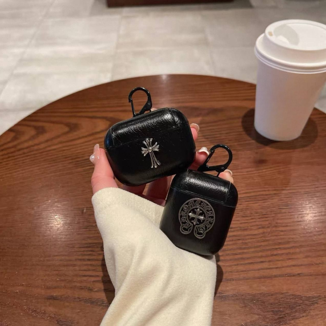 Gothic Symbol Black Leather Airpods Case™