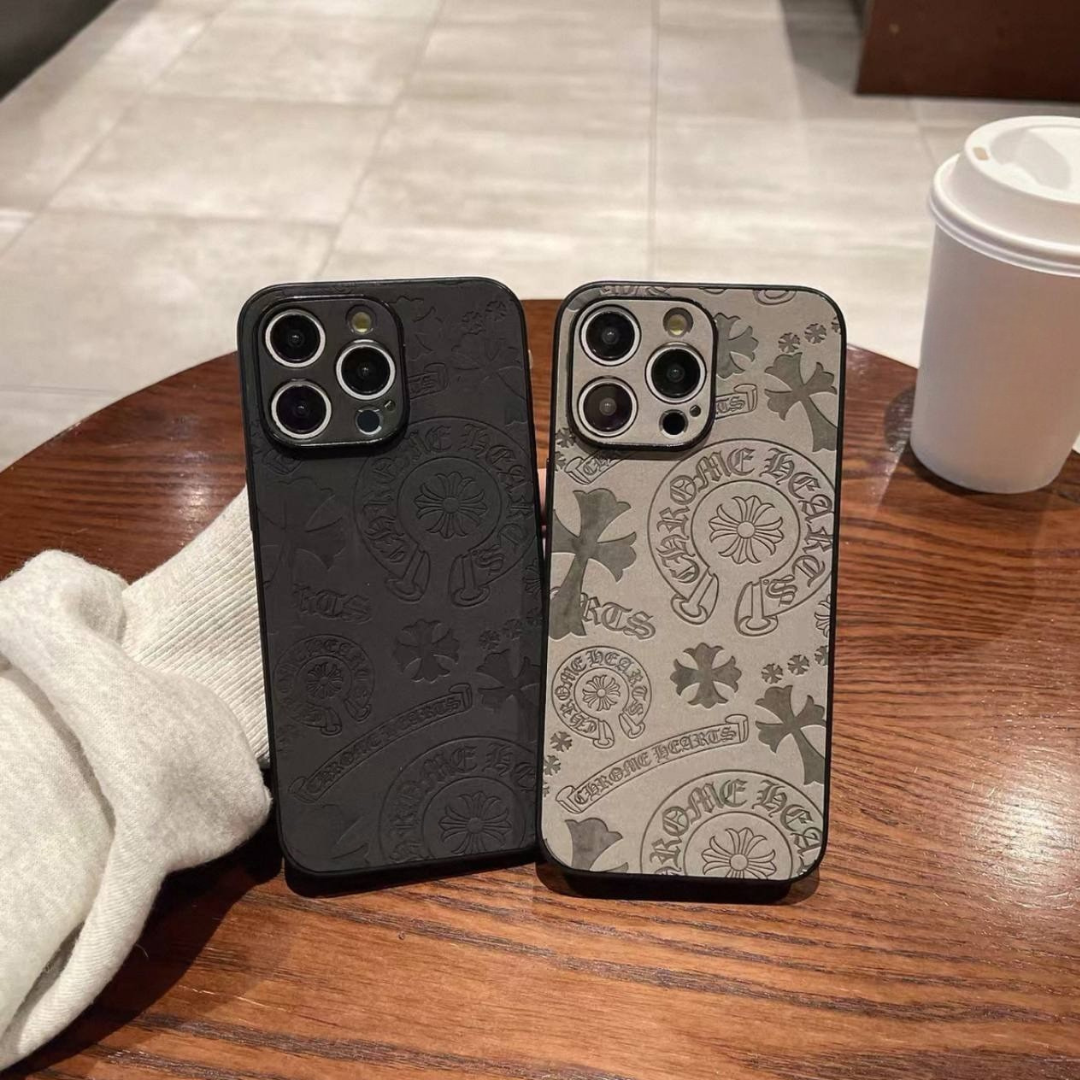Gothic Logo Pattern Hard Leather Case™