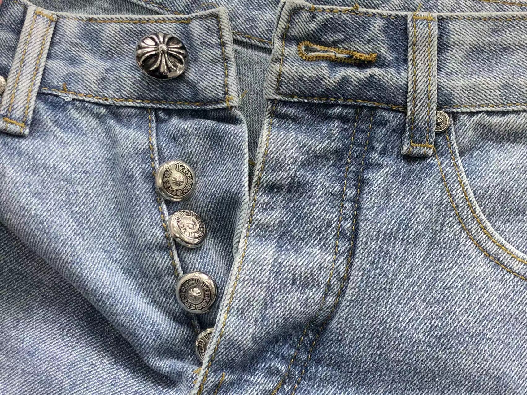 Mixed Blue & White Cross Patch Light Denim Jeans™
