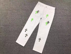 Green & Zebra Cross Patch White Jeans™