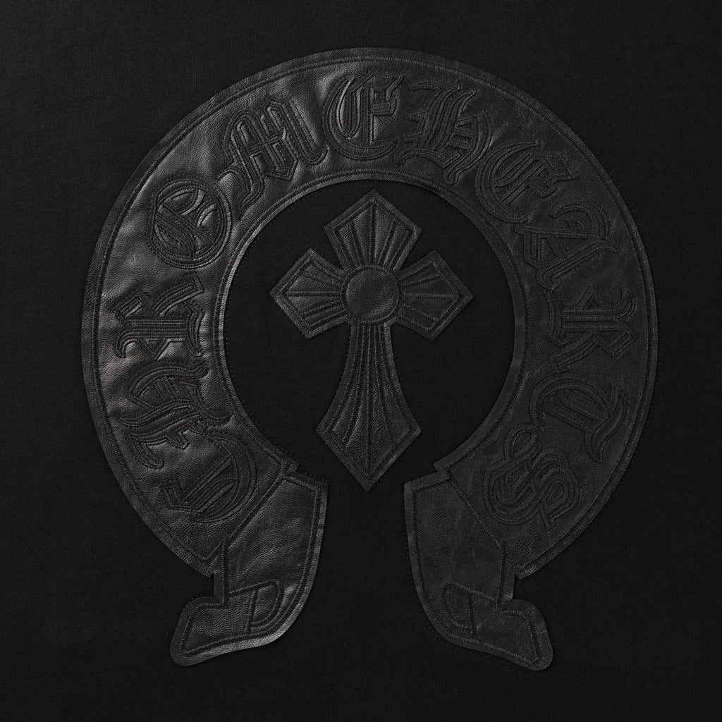 Leather Horse Shoe Logo Black Full Zip Hoodie™