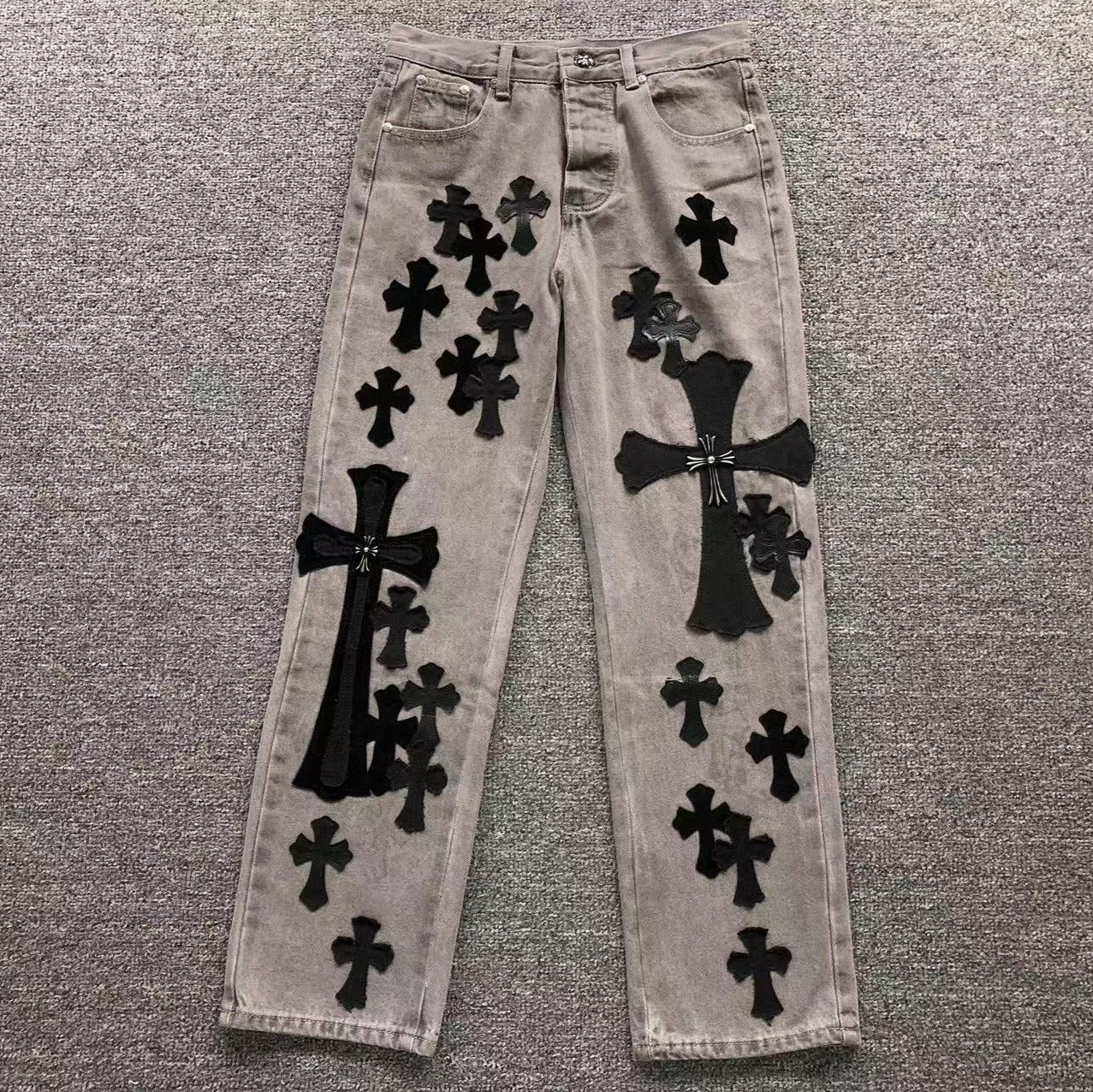 Black Cross Patch Grey Denim Jeans™