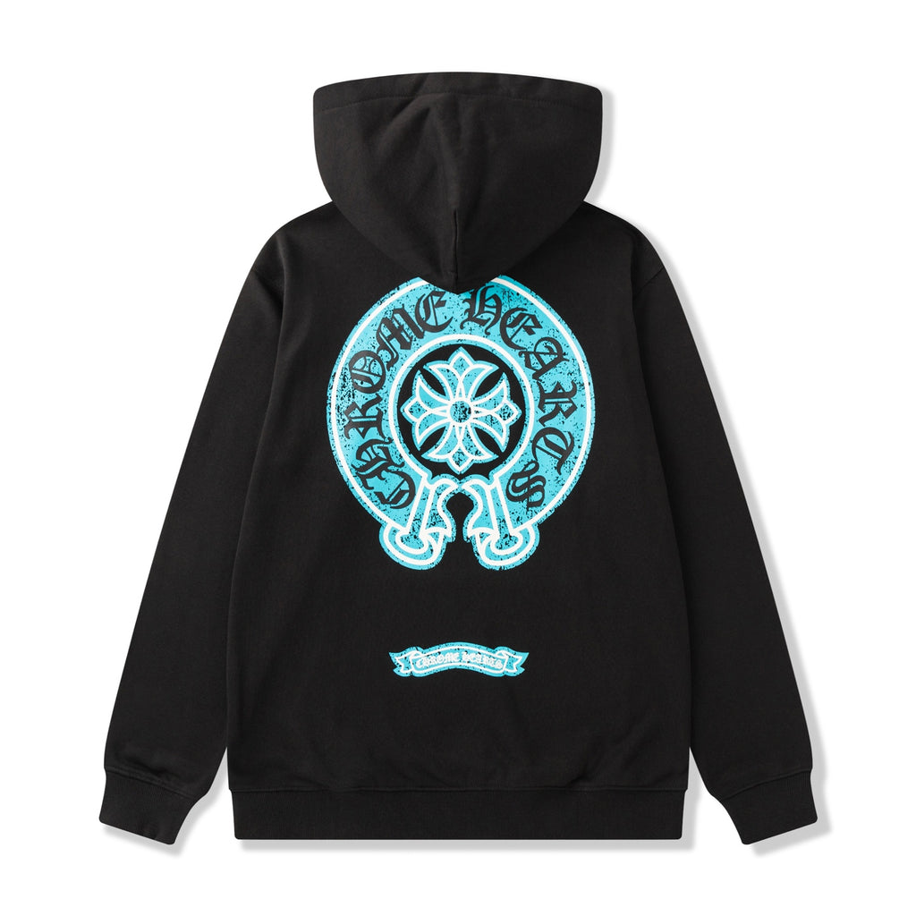 Blue Horse Shoe Logo Black Hoodie™