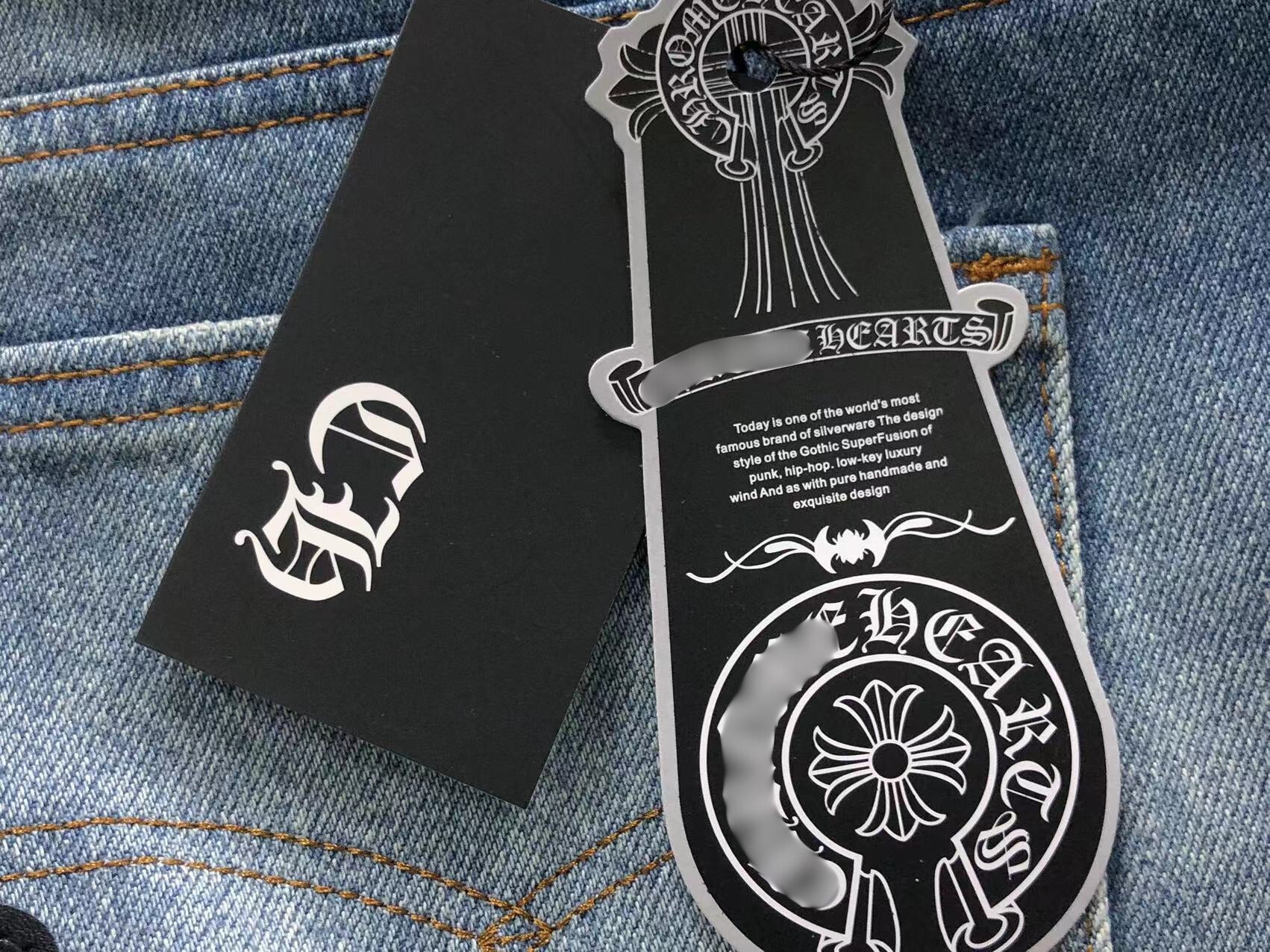 Stacked Black Crosses Denim Jeans™