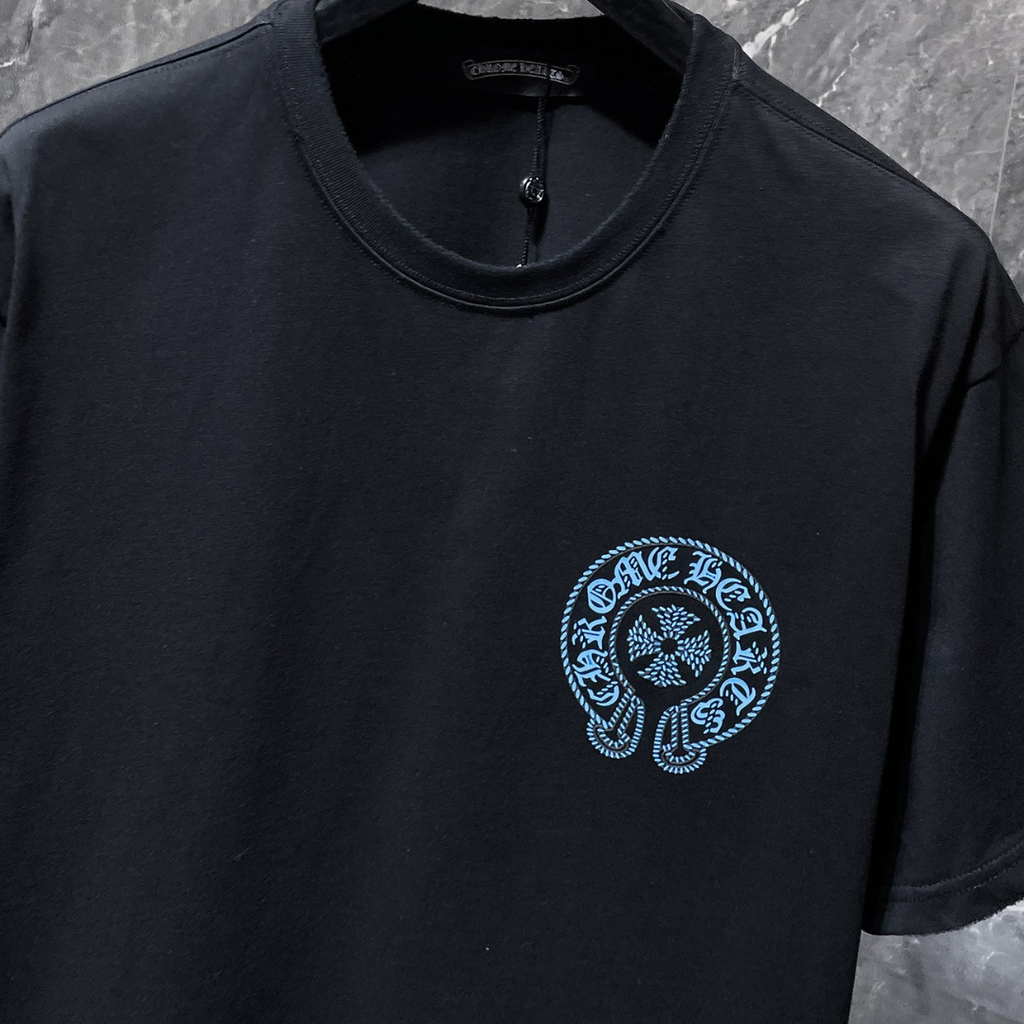 Blue Horse Shoe Logo Black T-Shirt™