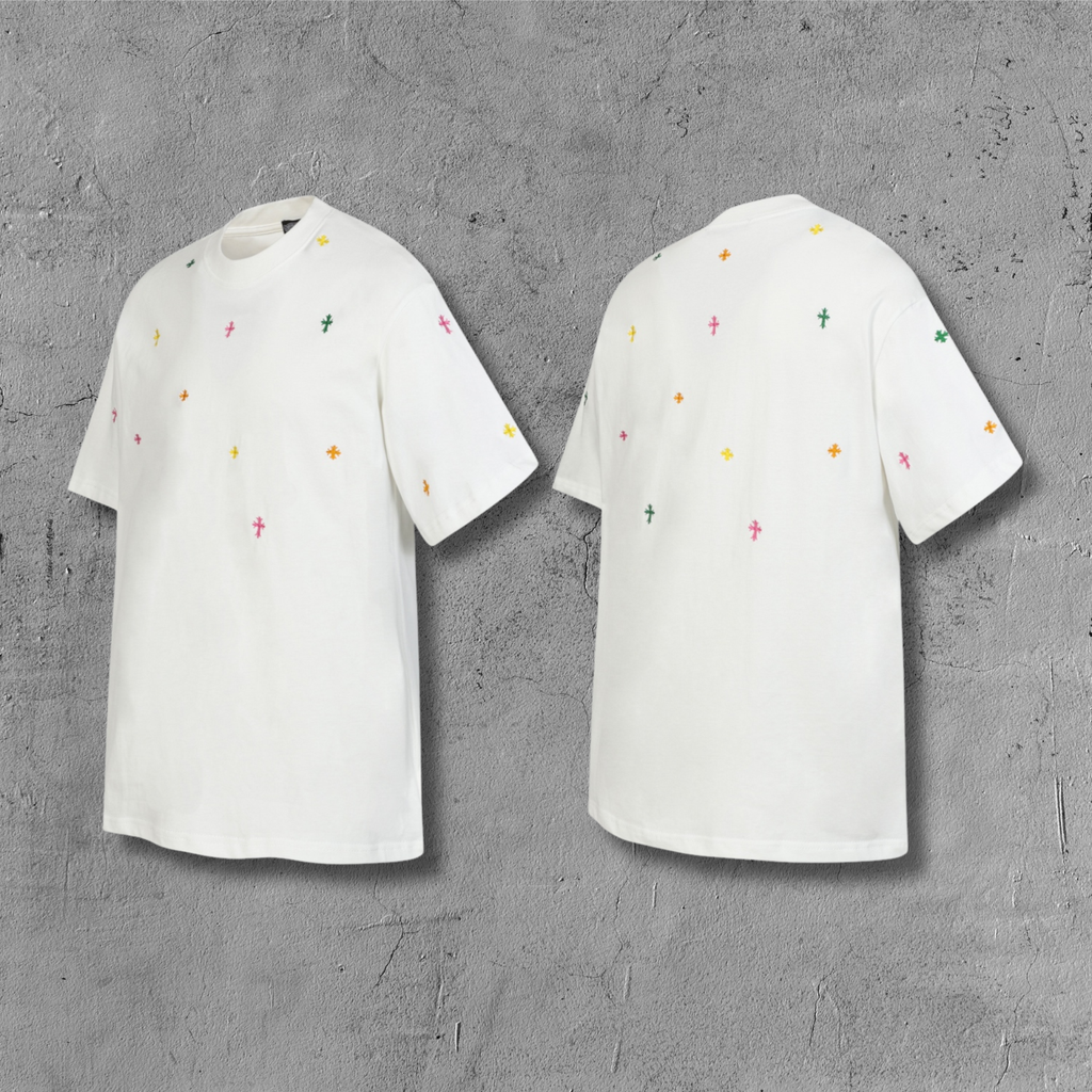 Multicolor Mini Cross Scatter White T-Shirt™
