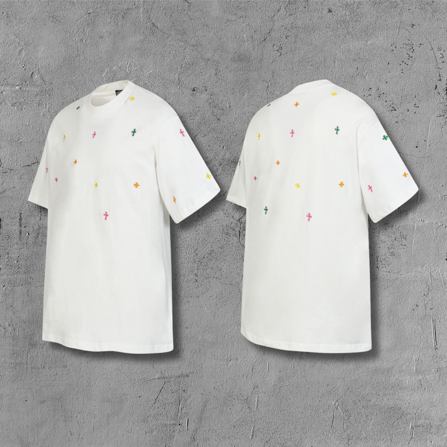 Multicolor Mini Cross Scatter White T-Shirt™