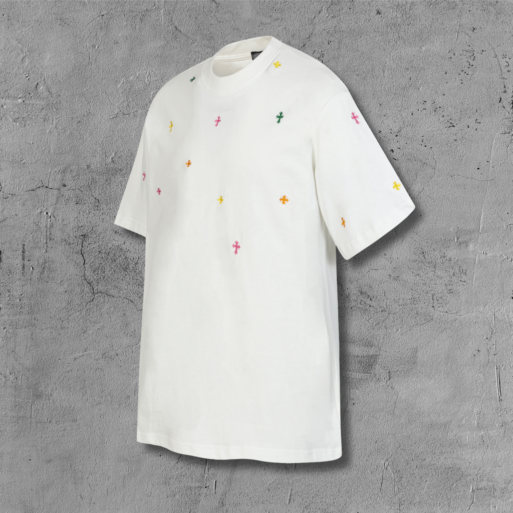 Multicolor Mini Cross Scatter White T-Shirt™