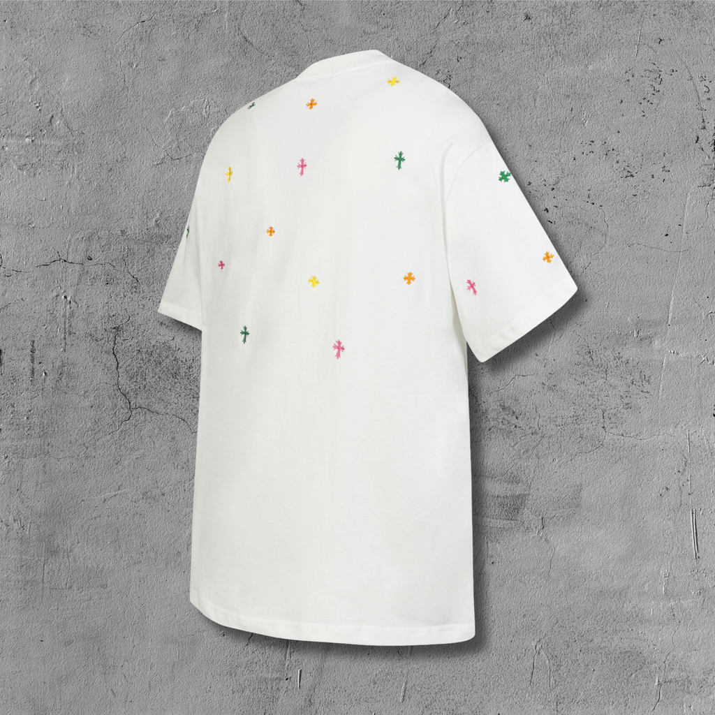 Multicolor Mini Cross Scatter White T-Shirt™
