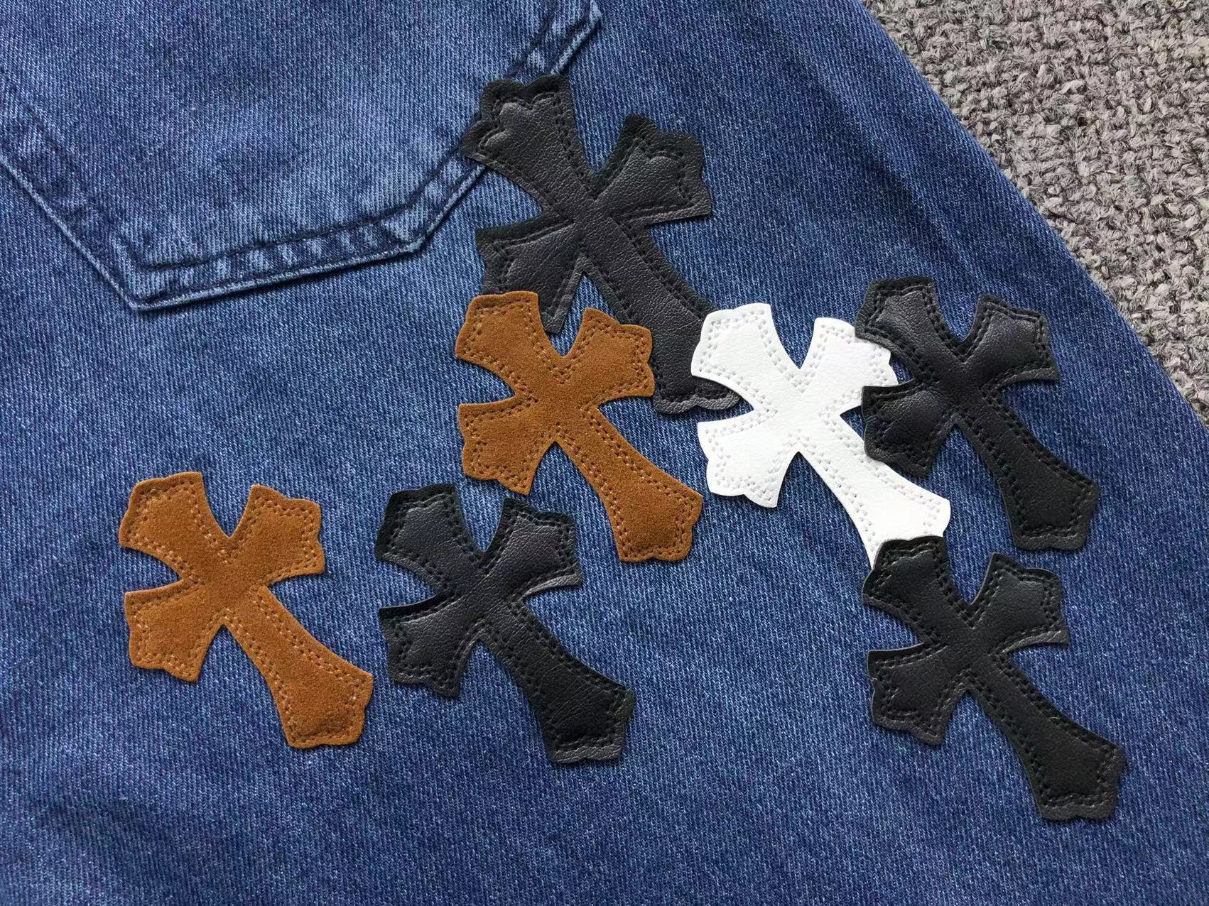 Brown Black & White Cross Patch Baggy Jeans™