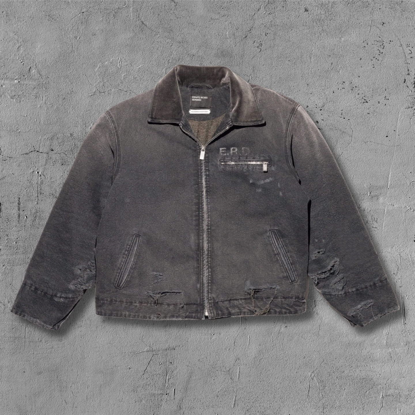 ER* Distressed Black Collar Gray Work Jacket™