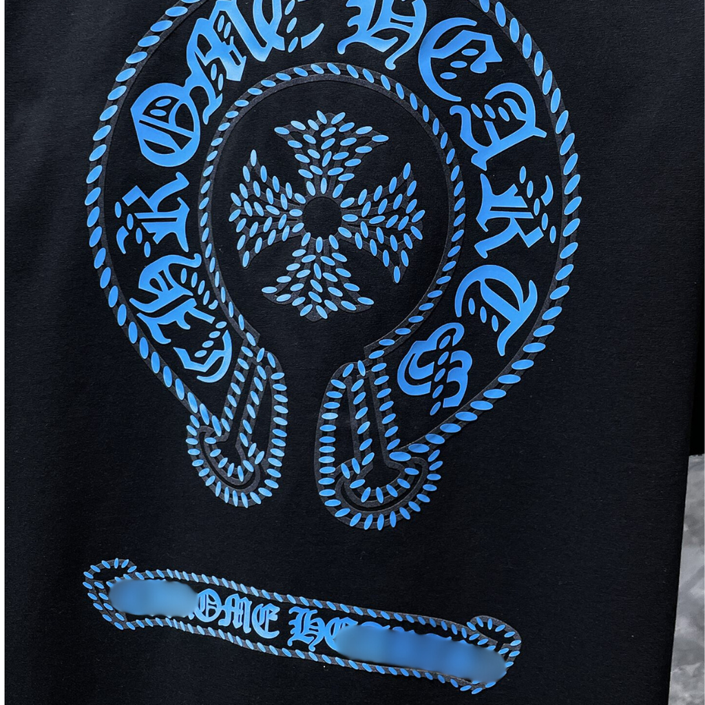 Blue Horse Shoe Logo Black T-Shirt™