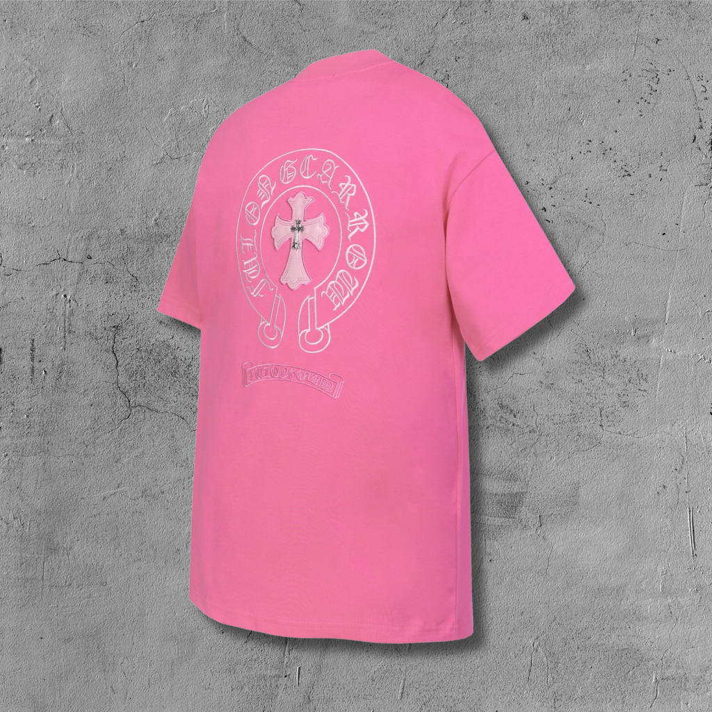 Embroidered Logo Metal Cross Pink T-Shirt™